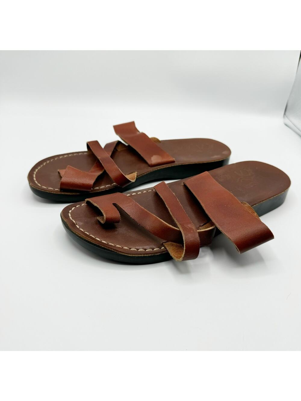 Jerusalem Sandals Brown Leather Flat Breathable Comfort Size 42